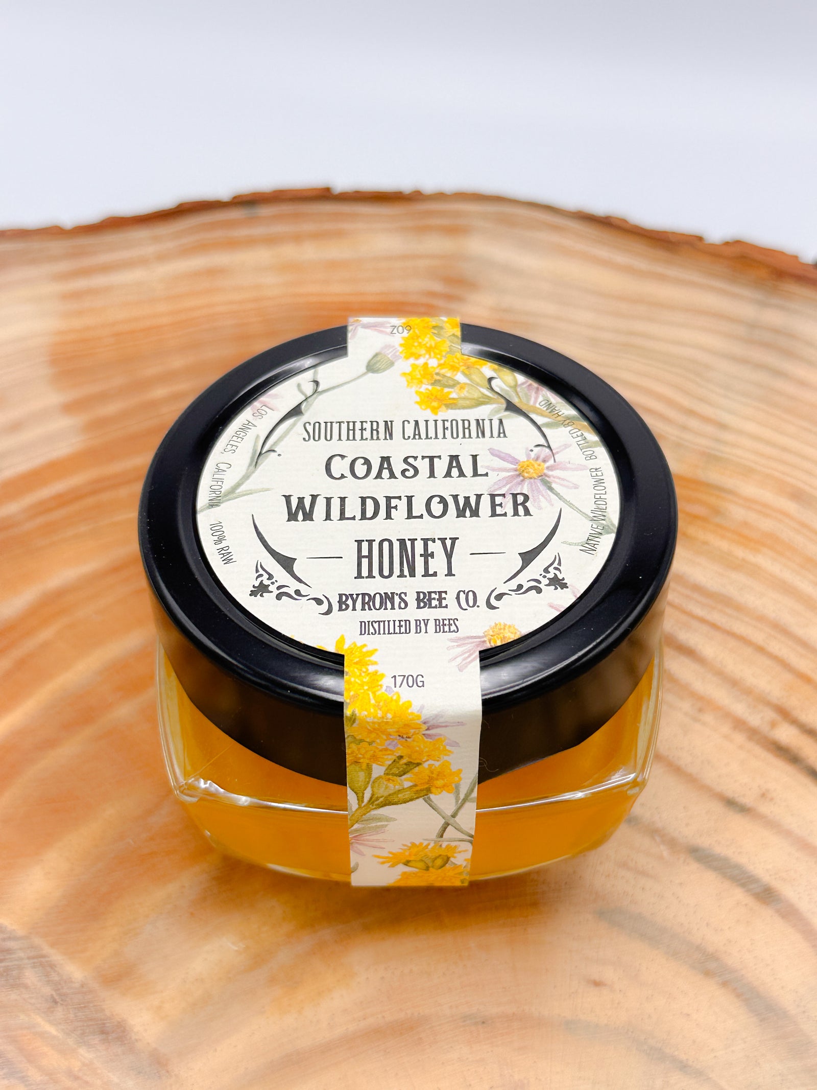 A jar of Byron's Bee Co. Souther California Coastal Wildflower Honey